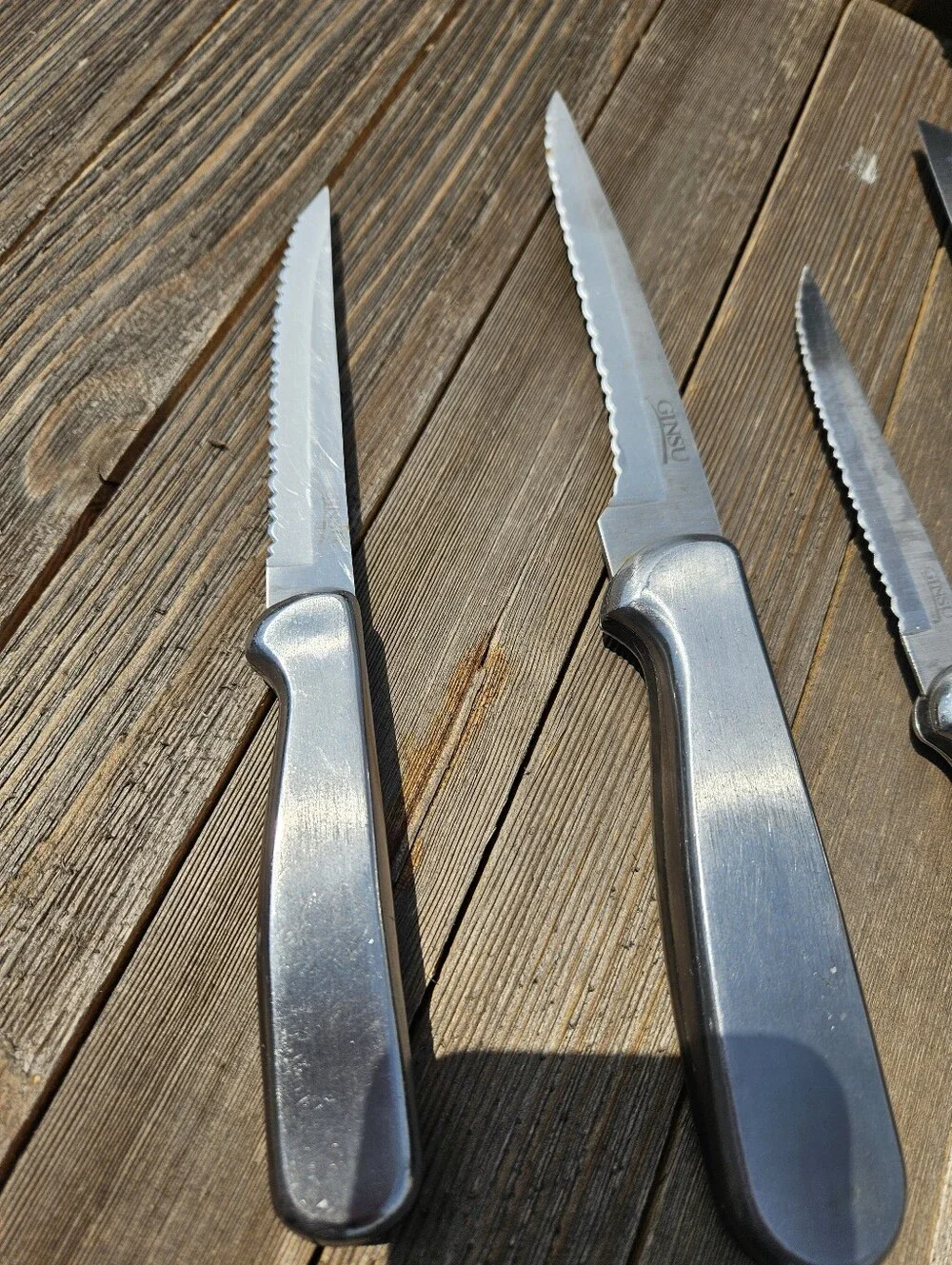 Ginsu Knife Lot Stainless Steel Santoku Serrated Steak Kitchen Cutlery 4 Pc
